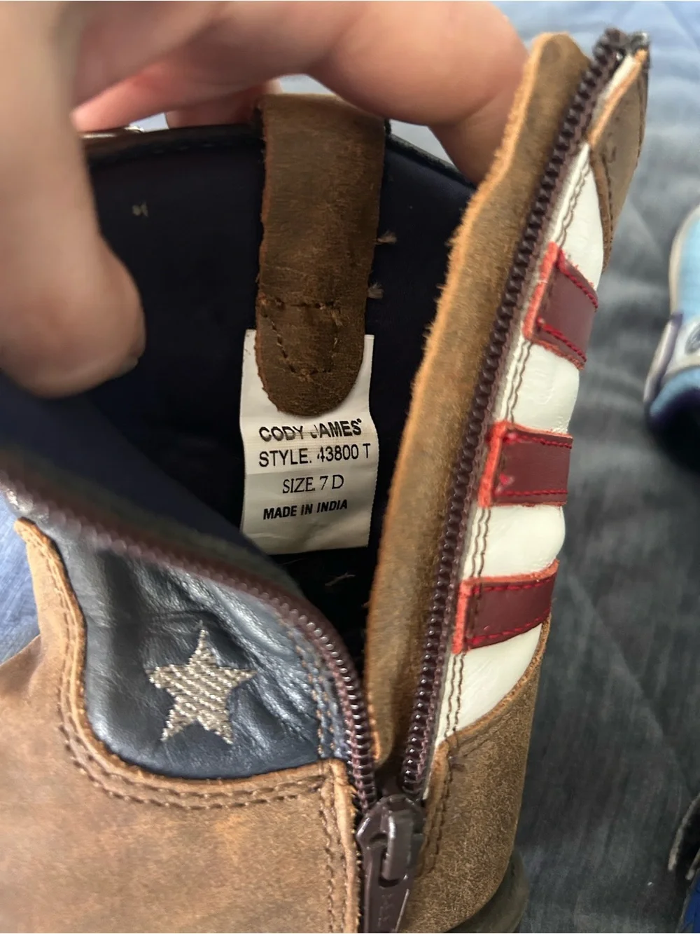 Kids Western Star Pull-On Boots in Brown and Navy